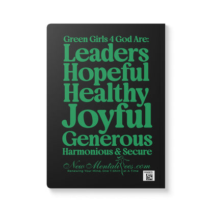 Green Girls 4 God Black Contrast Softcover Journal – Double-Sided Inspirational Faith Journal | 100 or 200 Pages | Notebook for Girls & Women Who Love God