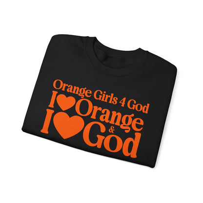 Orange Girls 4 God Adult Sweatshirt | Black Contrast