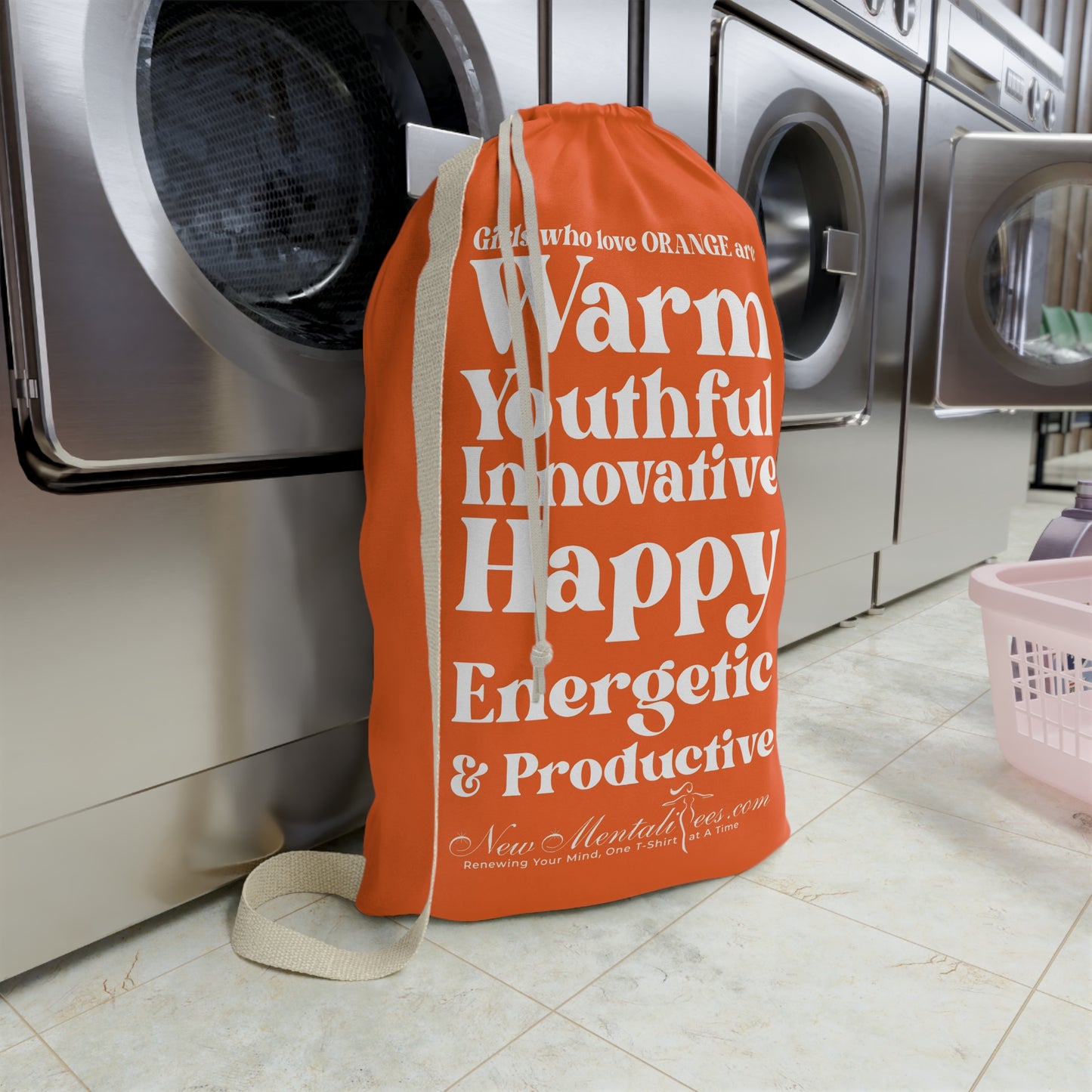 Orange Girl 4 Life Laundry Bag – Double-Sided Inspirational Orange Girl Laundry Sack | Spun Polyester Drawstring Bag