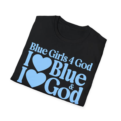 Blue Girls 4 God Adult T-shirt | Black Contrast