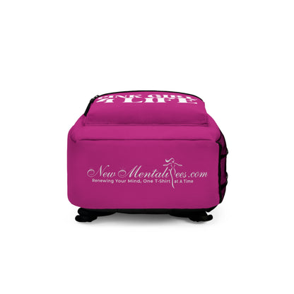 Pink Girl 4 Life Backpack – Inspirational Girls School Backpack | Girl Power Bookbag | Lightweight Travel & School Bag