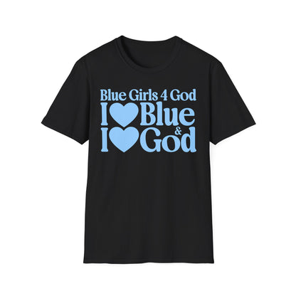 Blue Girls 4 God Adult T-shirt | Black Contrast