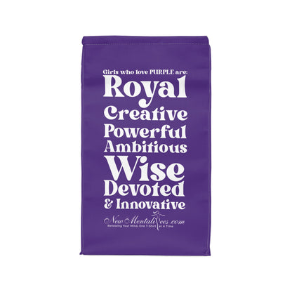 Purple Girl 4 Life Lunch Bag – Double-Sided Inspirational Purple Girl Lunch Tote | Insulated Lunch Bag | Girl Power Lunch Box
