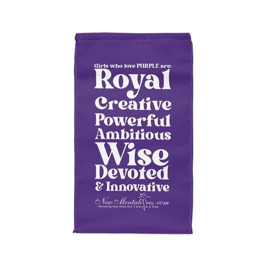 Purple Girl 4 Life Lunch Bag – Double-Sided Inspirational Purple Girl Lunch Tote | Insulated Lunch Bag | Girl Power Lunch Box