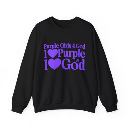 Purple Girls 4 God Adult Sweatshirt | Black Contrast