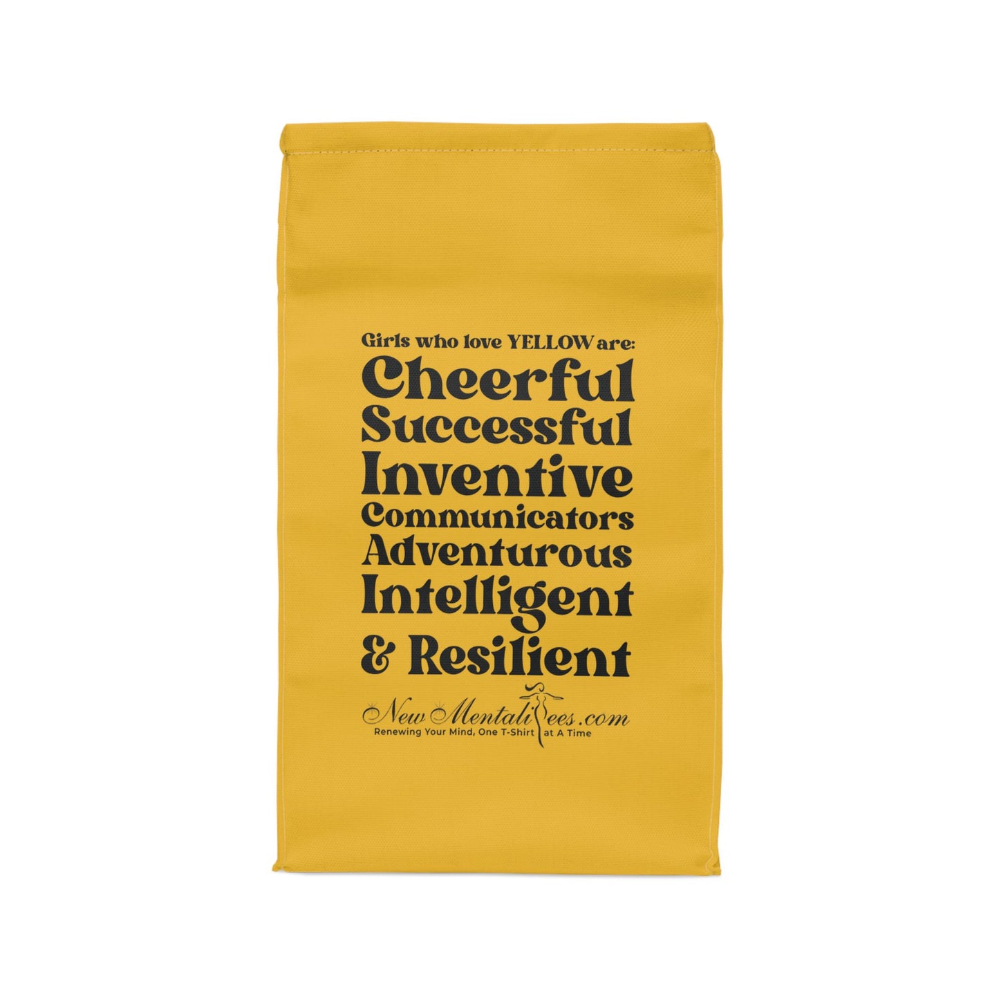 Yellow Girl 4 Life Lunch Bag – Double-Sided Inspirational Yellow Girl Lunch Tote | Insulated Lunch Bag | Girl Power Lunch Box