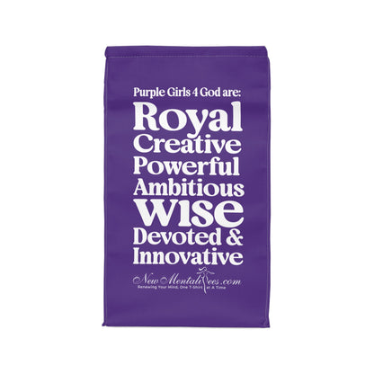 Purple Girls 4 God Lunch Tote – Double-Sided Inspirational Faith Lunch Bag | Insulated Lunch Bag | Gift for Girls & Women