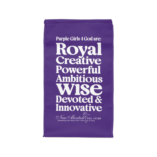 Purple Girls 4 God Lunch Tote – Double-Sided Inspirational Faith Lunch Bag | Insulated Lunch Bag | Gift for Girls & Women