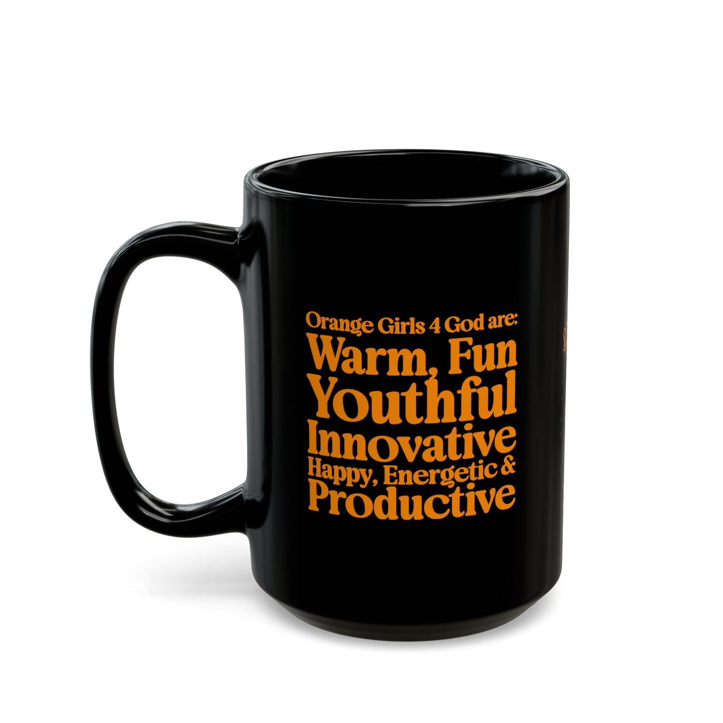 Orange Girls 4 God Mug - Black Contrast Collection