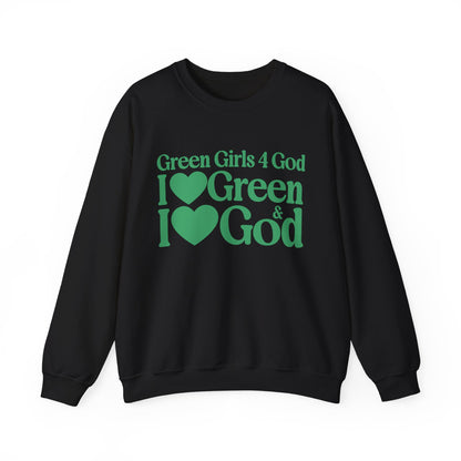 Green Girls 4 God Adult Sweatshirt | Black Contrast