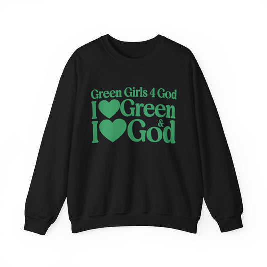Green Girls 4 God Adult Sweatshirt | Black Contrast