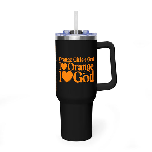 Orange Girls 4 God Black Contrast Tumbler - Faith Filled Women Who Love Orange