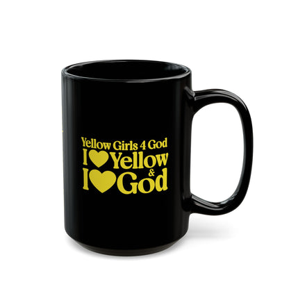 Yellow Girls 4 God Mug - Black Contrast Collection