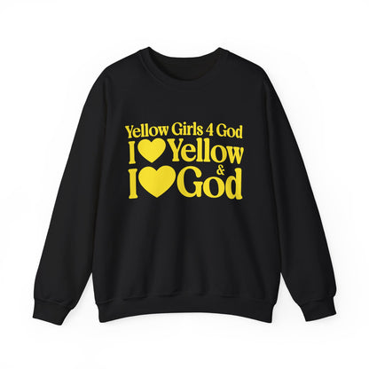 Yellow Girls 4 God Adult Sweatshirt | Black Contrast