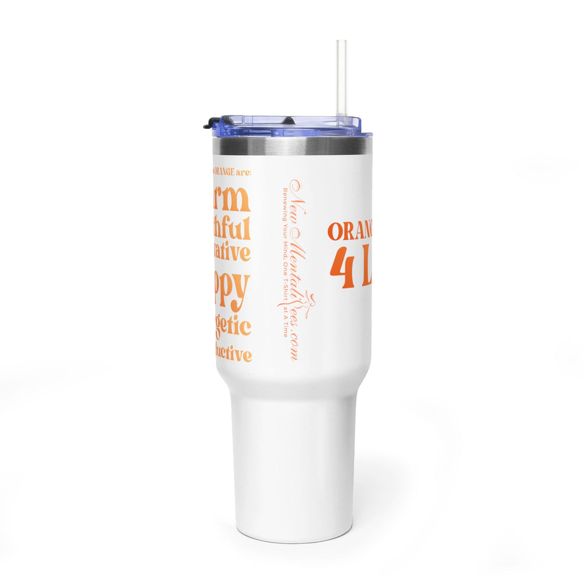 Orange Girl 4 Life 40 oz White Tumbler - Cute, Orange, Positive, Affirmation, Inspirational, Double Sided, Insulated Tumbler