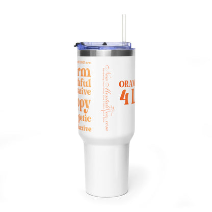 Orange Girl 4 Life 40 oz White Tumbler - Cute, Orange, Positive, Affirmation, Inspirational, Double Sided, Insulated Tumbler