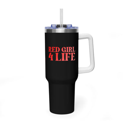 Red Girl 4 Life 40 oz Black Tumbler - Cute, Red, Positive, Affirmation, Inspirational, Double Sided, Insulated Tumbler