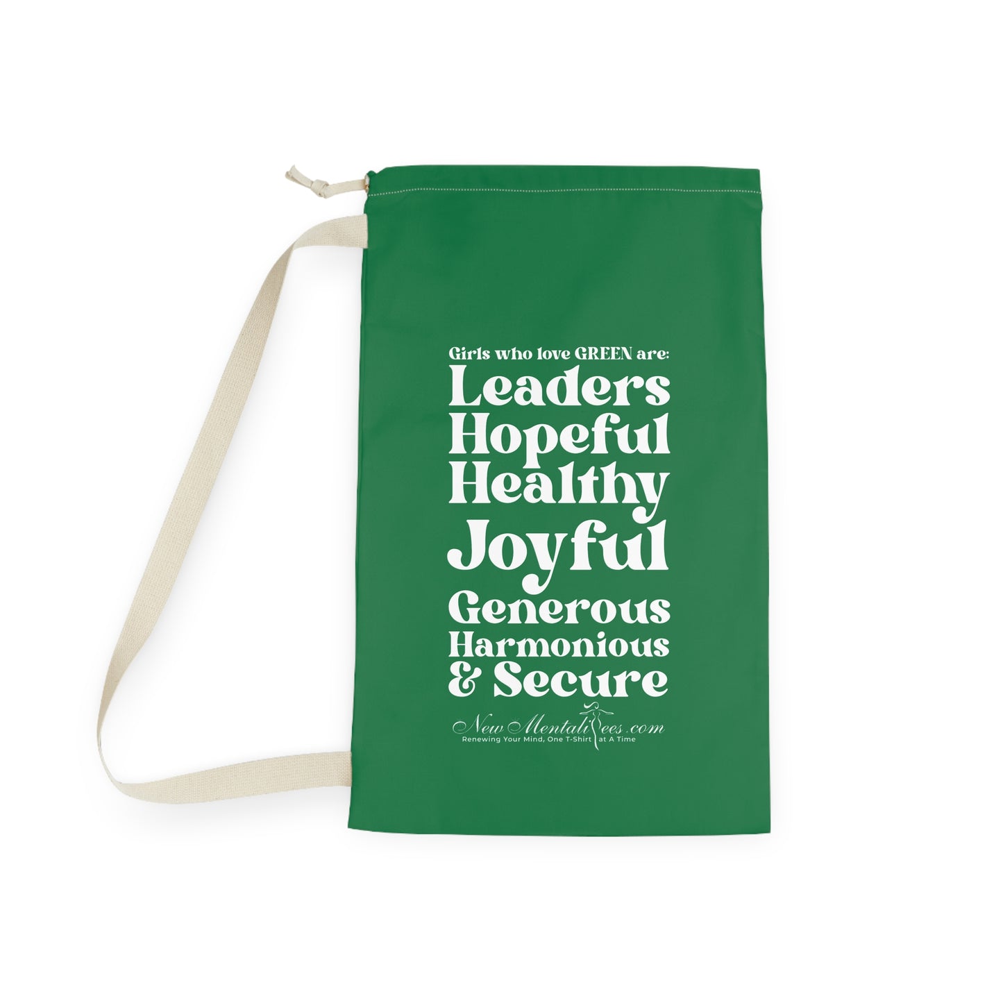 Green Girl 4 Life Laundry Bag – Double-Sided Inspirational Green Girl Laundry Sack | Spun Polyester Drawstring Bag
