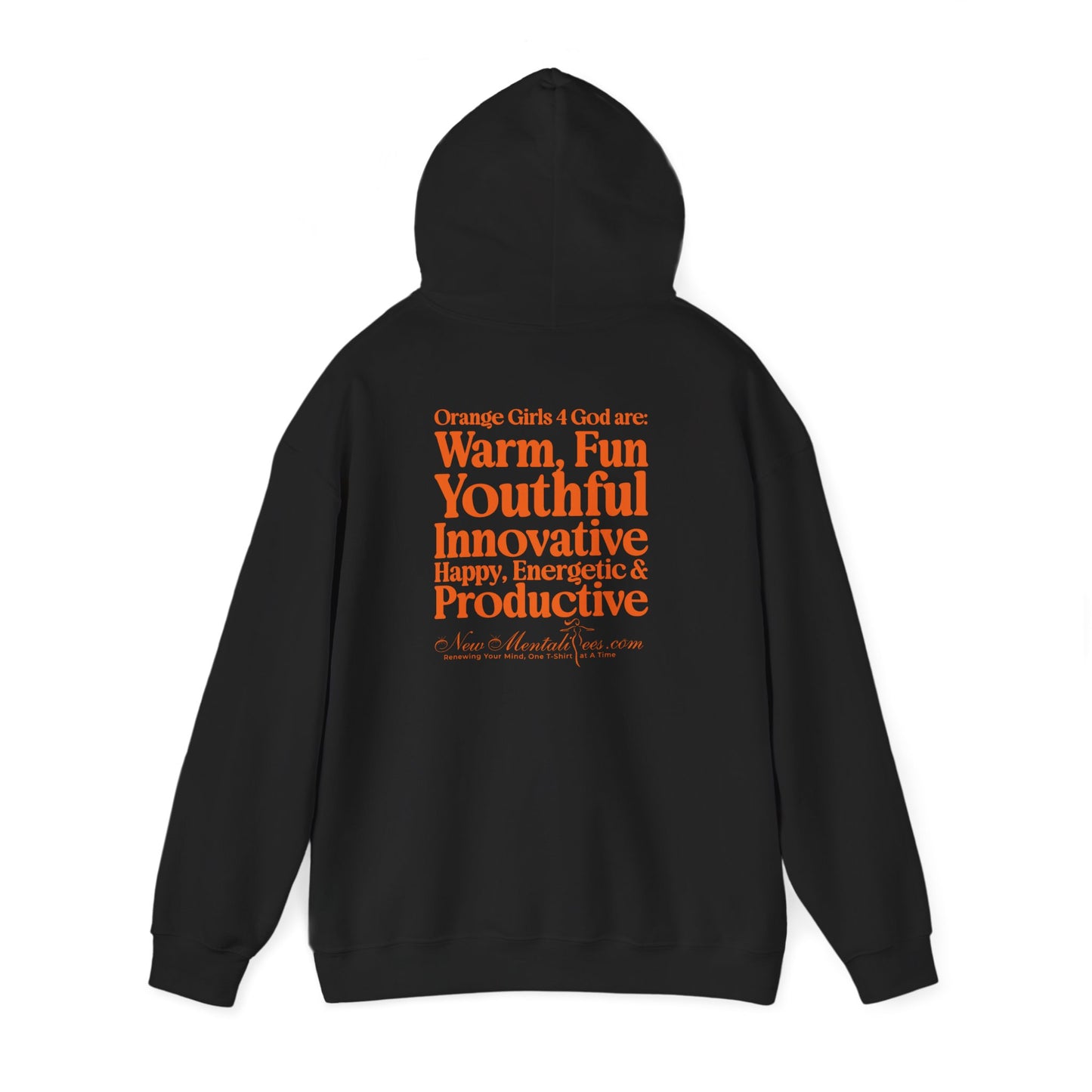 Orange Girls 4 God Adult Hoodie | Black Contrast