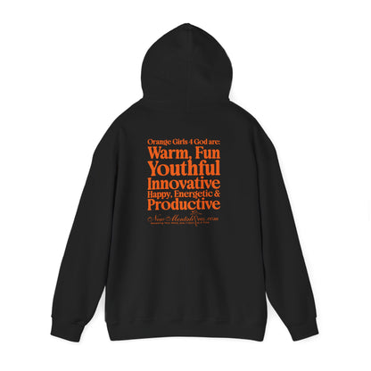 Orange Girls 4 God Adult Hoodie | Black Contrast
