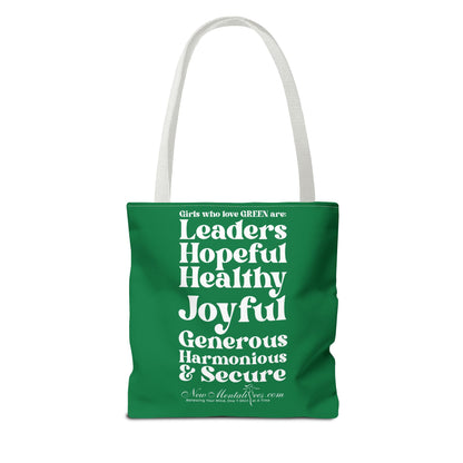 Green Girl 4 Life Tote Bag - Cute Green Bag for Women and Girls, Double Sided Inspirational Tote
