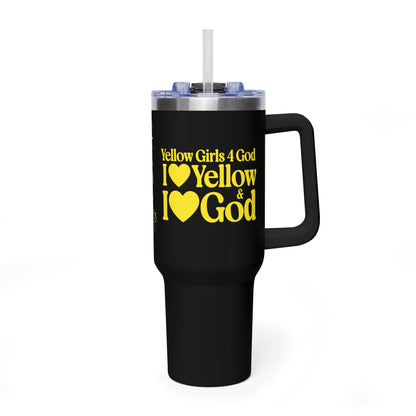 Yellow Girls 4 God Black Contrast Tumbler - Faith Filled Women Who Love Yellow