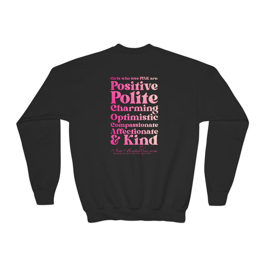 Pink Girl 4 Life Sweatshirt - Cute Youth Black Graphic Sweatshirt, Positive Affirmation Sweatshirt, Inspirational Gift