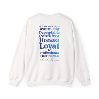 Blue Girl 4 Life Sweatshirt - Cute Ladies White Graphic Sweatshirt, Positive Affirmation Sweatshirt, Inspirational Unisex Sweatshirt, Blue Fashion
