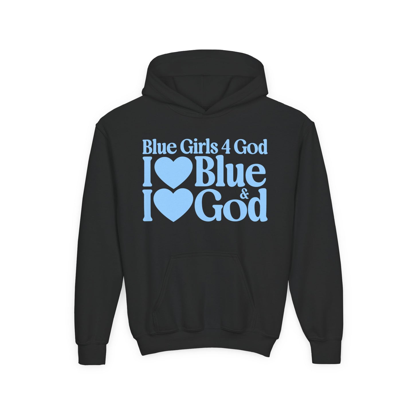 Blue Girls 4 God Youth Hoodie | Black Contrast