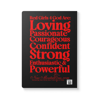 Red Girls 4 God Black Contrast Softcover Journal – Double-Sided Inspirational Faith Journal | 100 or 200 Pages | Notebook for Girls & Women Who Love God