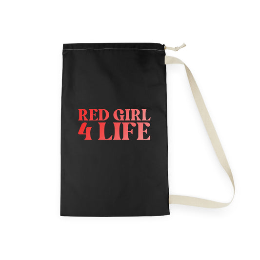 Red Girl 4 Life Black Laundry Bag – Double-Sided Inspirational Red Girl Laundry Sack | Spun Polyester Drawstring Bag