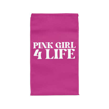 Pink Girl 4 Life Lunch Bag – Double-Sided Inspirational Pink Girl Lunch Tote | Insulated Lunch Bag | Girl Power Lunch Box