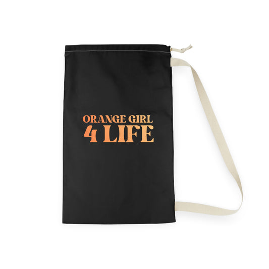 Orange Girl 4 Life Black Laundry Bag – Double-Sided Inspirational Orange Girl Laundry Sack | Spun Polyester Drawstring Bag