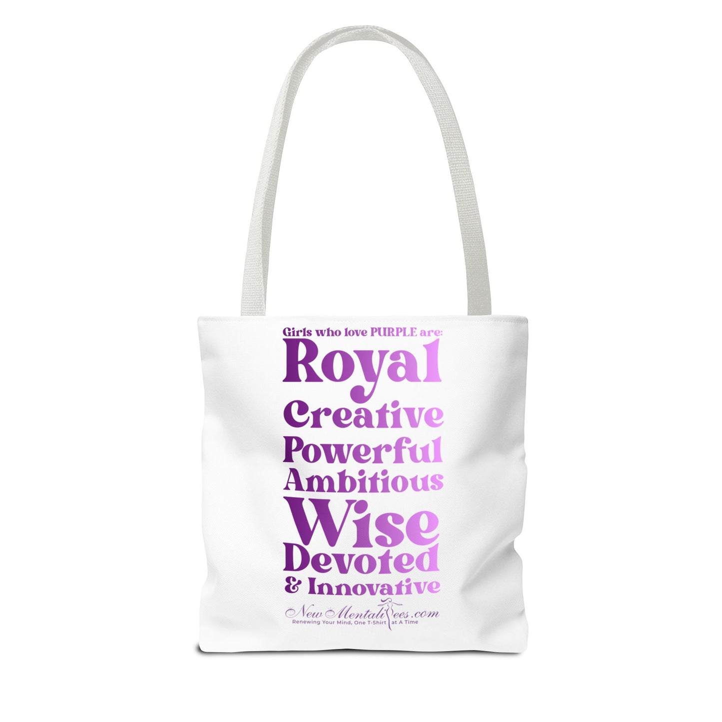 Purple Girl 4 Life Tote Bag - Cute White Bag for Women and Girls, Double Sided Inspirational Tote