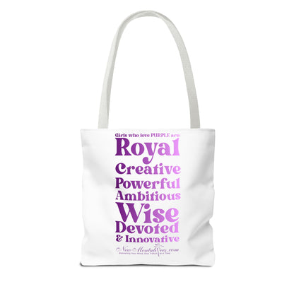 Purple Girl 4 Life Tote Bag - Cute White Bag for Women and Girls, Double Sided Inspirational Tote
