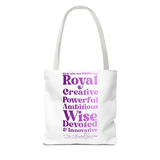 Purple Girl 4 Life Tote Bag - Cute White Bag for Women and Girls, Double Sided Inspirational Tote