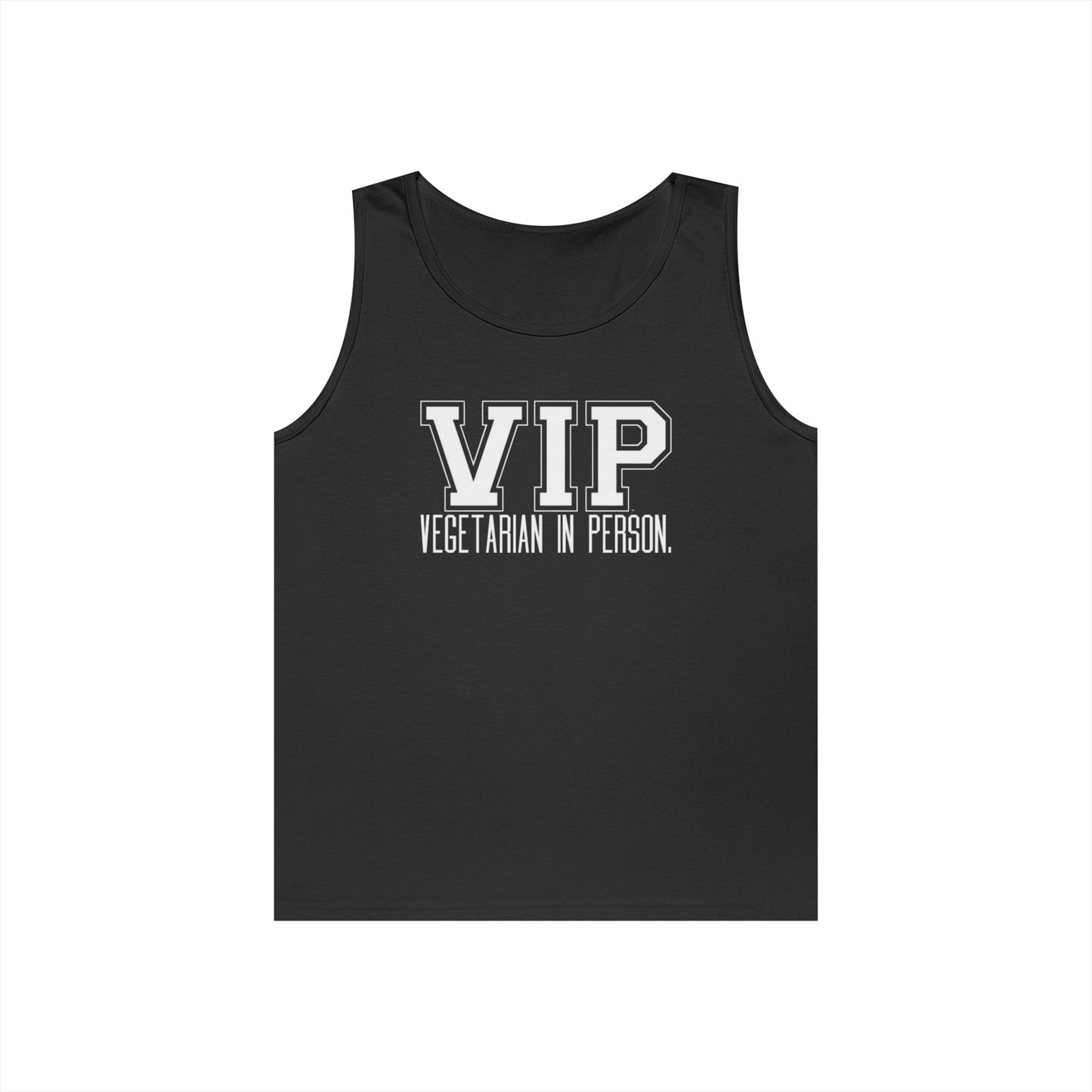 VIP Vegetarian Unisex Tank Top – Vegetarian In Person Healthy Lifestyle Statement Tank | Vegetarian Gift | Summer Tank
