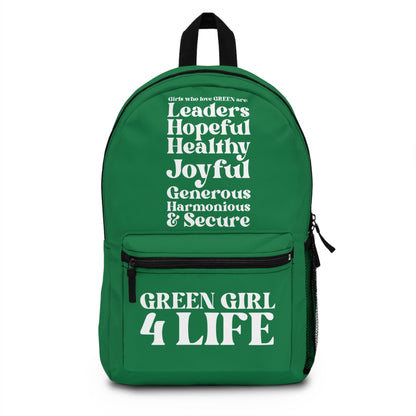 Green Girl 4 Life Backpack – Inspirational Girls School Backpack | Girl Power Bookbag | Lightweight Travel, School & Everyday Bag