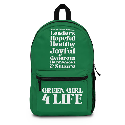Green Girl 4 Life Backpack – Inspirational Girls School Backpack | Girl Power Bookbag | Lightweight Travel, School & Everyday Bag