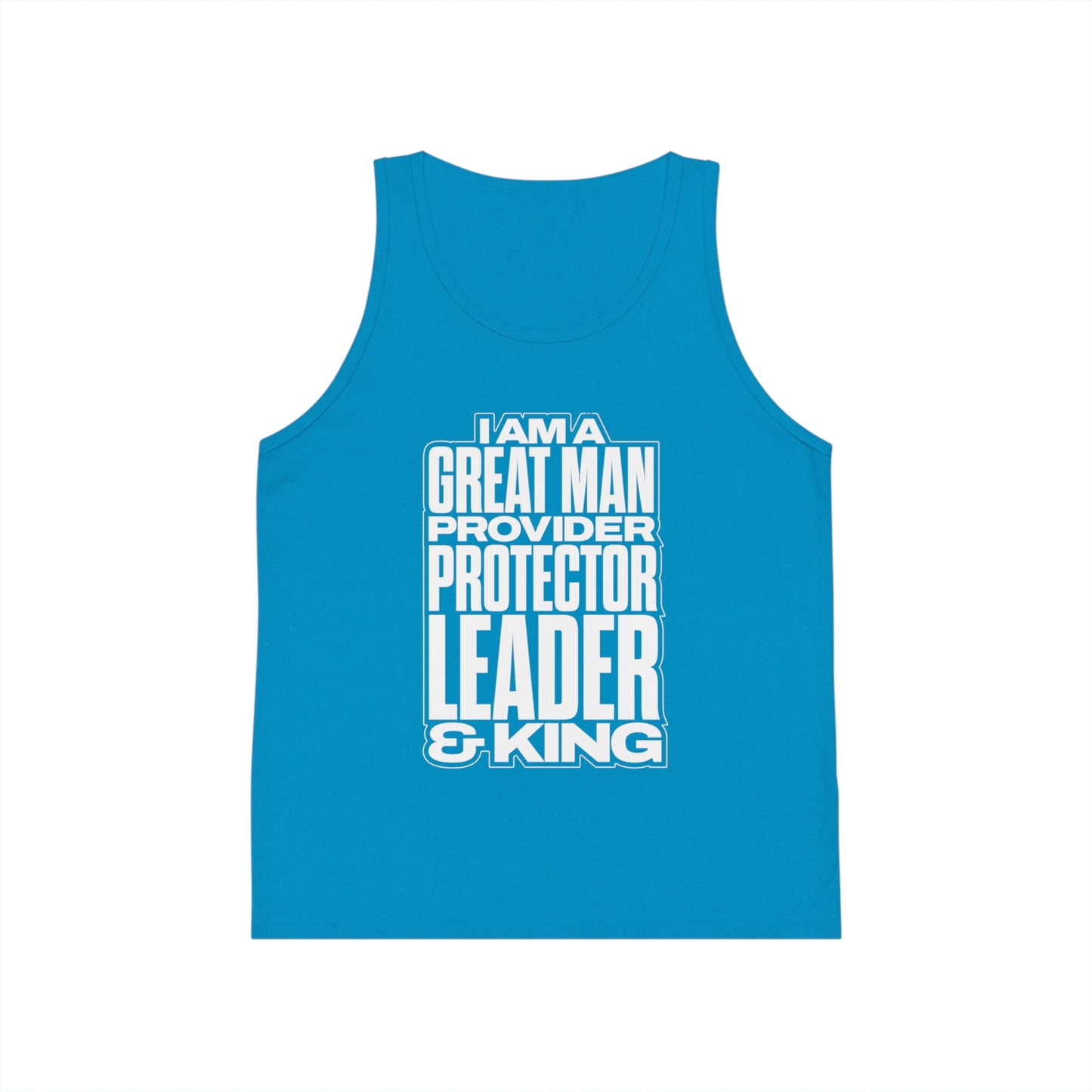 I Am A Great Man Youth Tank Top – Inspirational Tank for Boys | Provider, Protector, Leader & King | Positive Affirmation Summer Tank