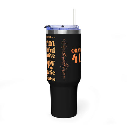 Orange Girl 4 Life 40 oz Black Tumbler - Cute, Orange, Positive, Affirmation, Inspirational, Double Sided, Insulated Tumbler