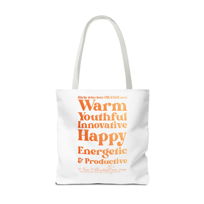 Orange Girl 4 Life Tote Bag -  Cute White Bag for Women and Girls, Double Sided Inspirational Tote