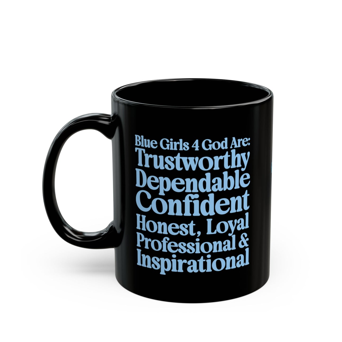 Blue Girls 4 God Mug - Black Contrast Collection