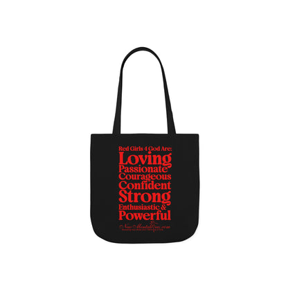 Black Contrast Red Girls 4 God Tote Bag - You are Loving, Passionate, Courageous, Confident, Strong, Enthusiastic, and Powerful!