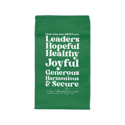 Green Girl 4 Life Lunch Bag – Double-Sided Inspirational Green Girl Lunch Tote | Insulated Lunch Bag | Girl Power Lunch Box