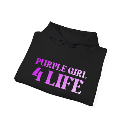 Purple Girl 4 Life Hoodie - Cute Ladies Black Graphic Hoodie, Inspirational Hoodie, Positive Affirmation Unisex Hoodie, Purple Fashion