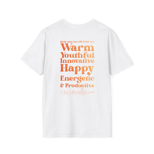Orange Girl 4 Life T-Shirt - Cute Ladies White Graphic Tee, Positive Affirmation Shirt, Inspirational Unisex T-Shirt, Orange Fashion Tee