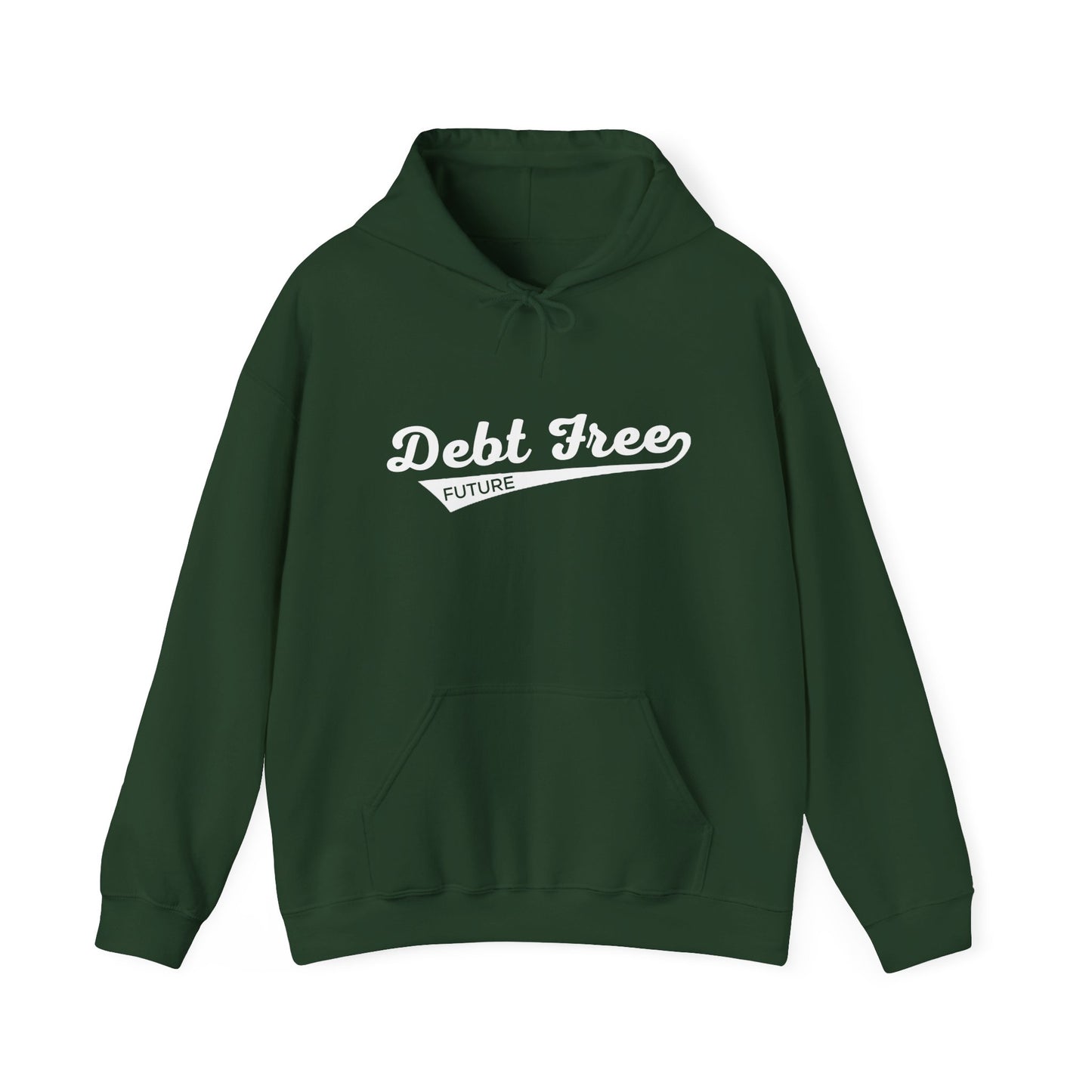 Debt Free Future Baseball Script Unisex Hoodie - Financial Freedom Motivational Sweatshirt - Debt-Free Lifestyle Gift