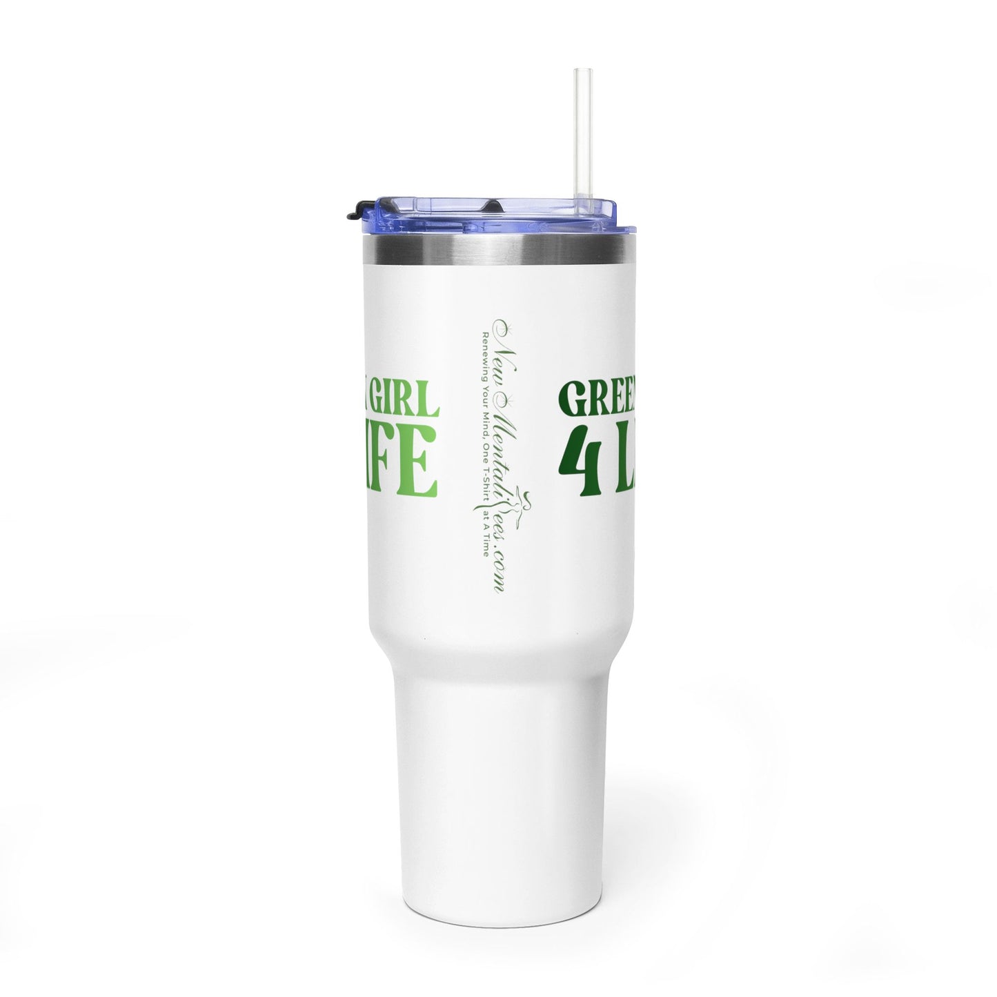 Green Girl 4 Life 40 oz White Tumbler - Cute, Green, Positive, Affirmation, Inspirational, Double Sided, Insulated Tumbler