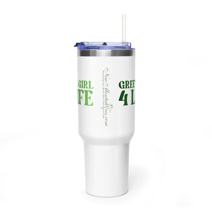 Green Girl 4 Life 40 oz White Tumbler - Cute, Green, Positive, Affirmation, Inspirational, Double Sided, Insulated Tumbler
